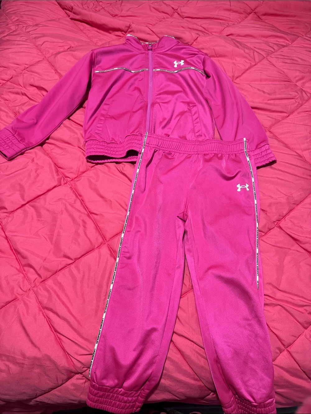 Under Armour Girls Hot Pink Track Jacket & Pants Set
